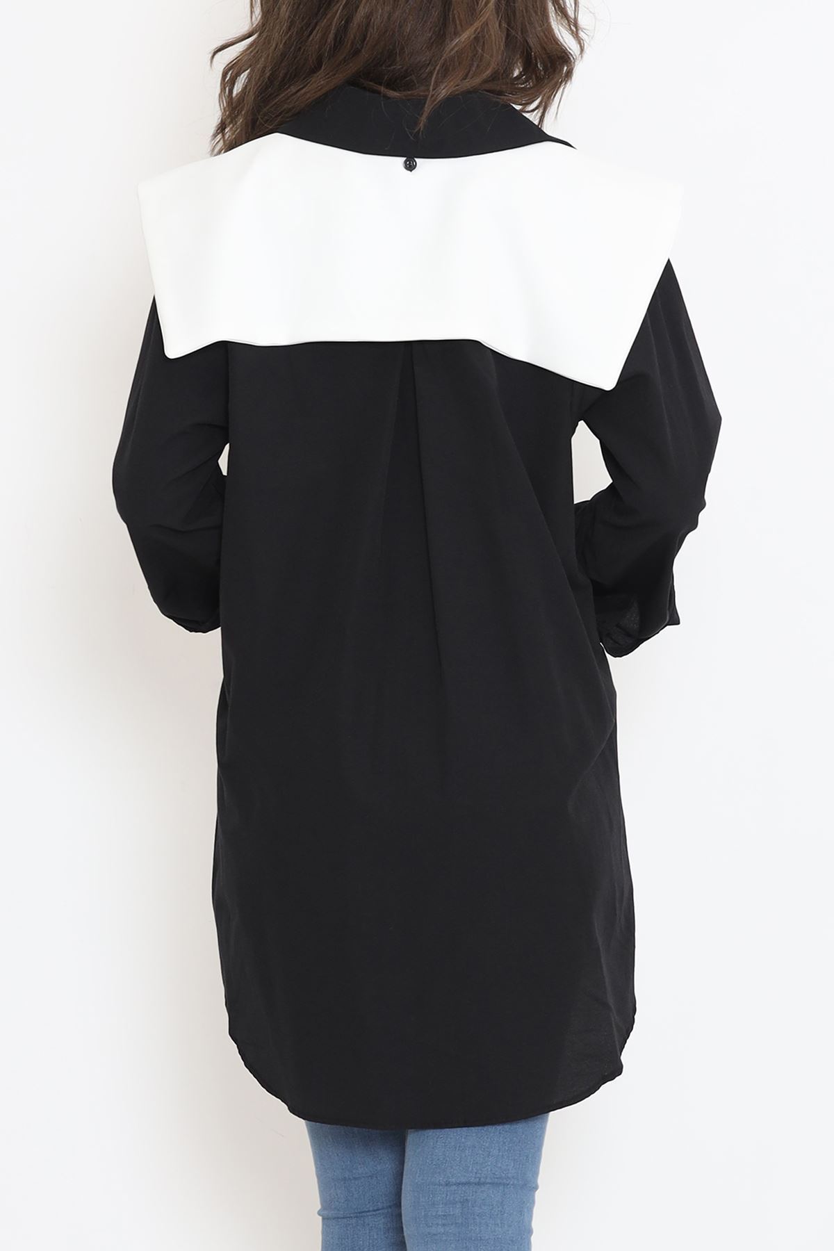 Wide Collar Poplin Shirt Black - 16718.255.