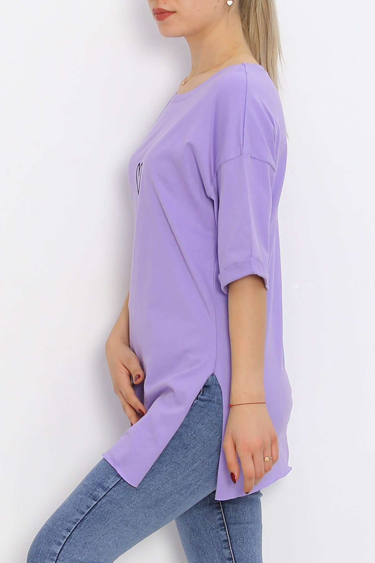 Double Sleeve Printed T-Shirt Lilac - 16556.1567.