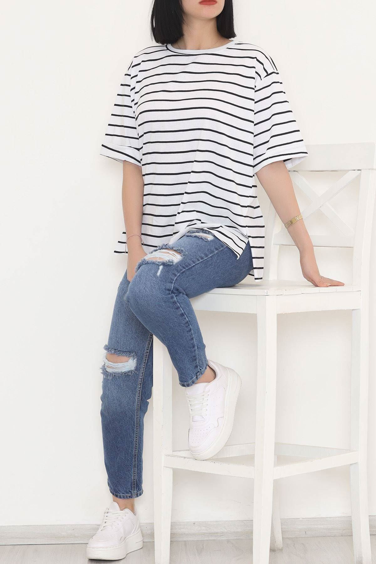 Striped T-shirt White and Black - 9173.1567.