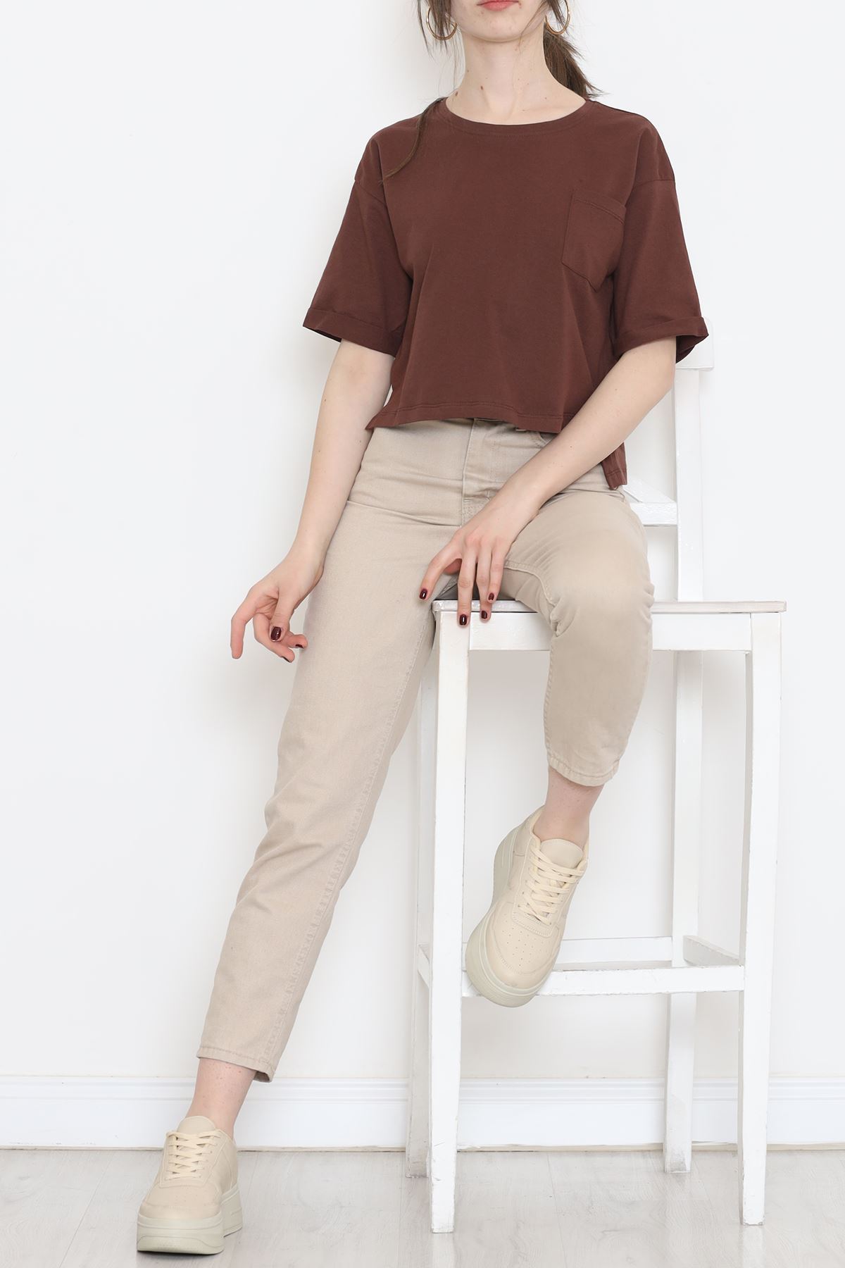 Crew Neck Pocket T-Shirt Coffee - 16563.1567.