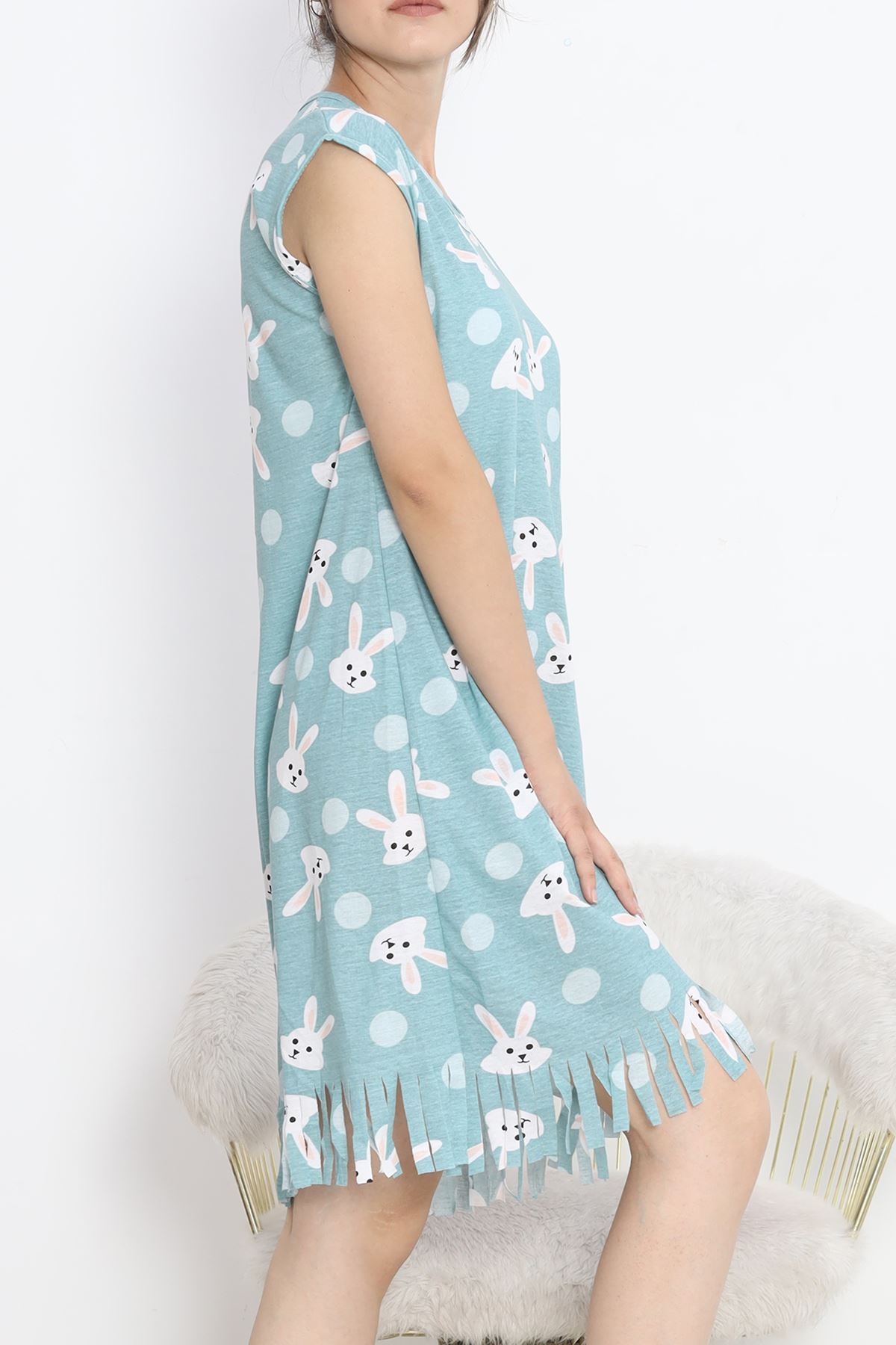 Printed Rotation Tassel Dress Mint White - 263.1287.