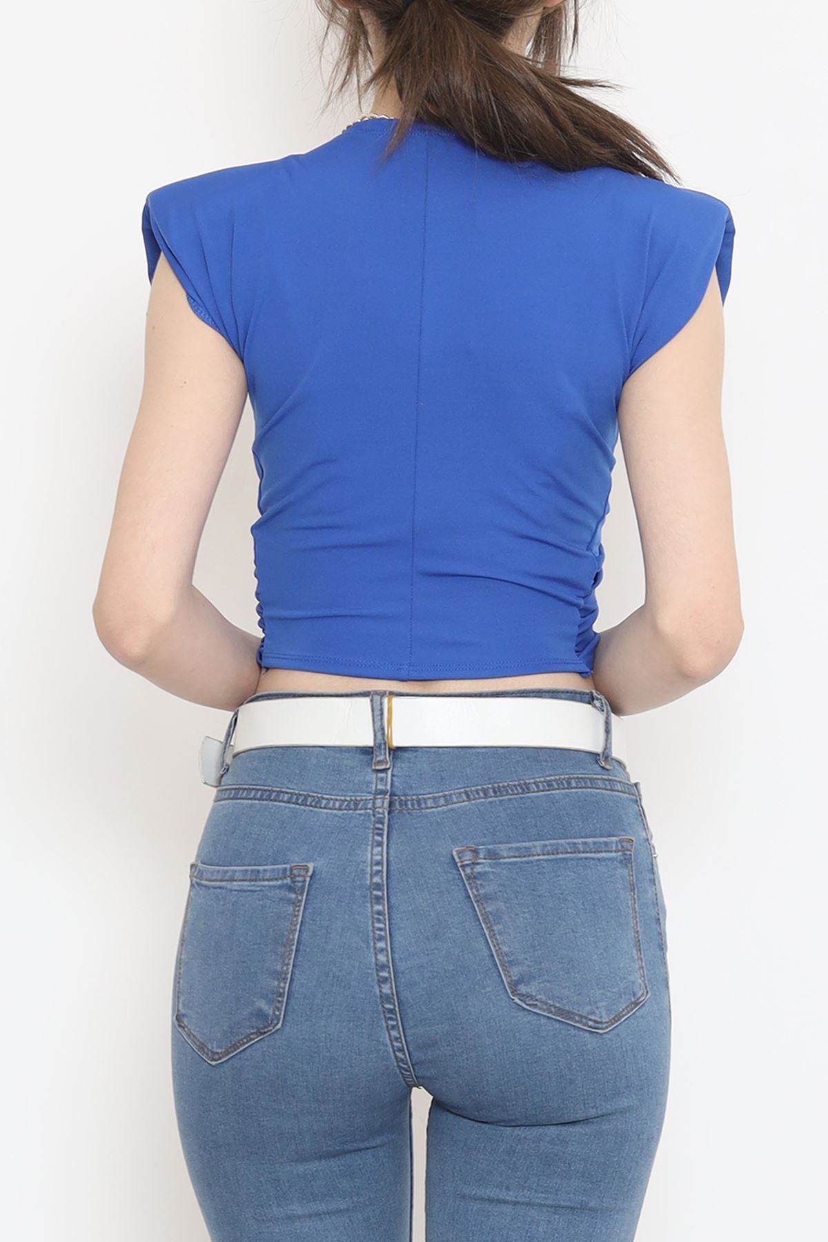 Front Tie Front Blouse Blue - 12213.631.