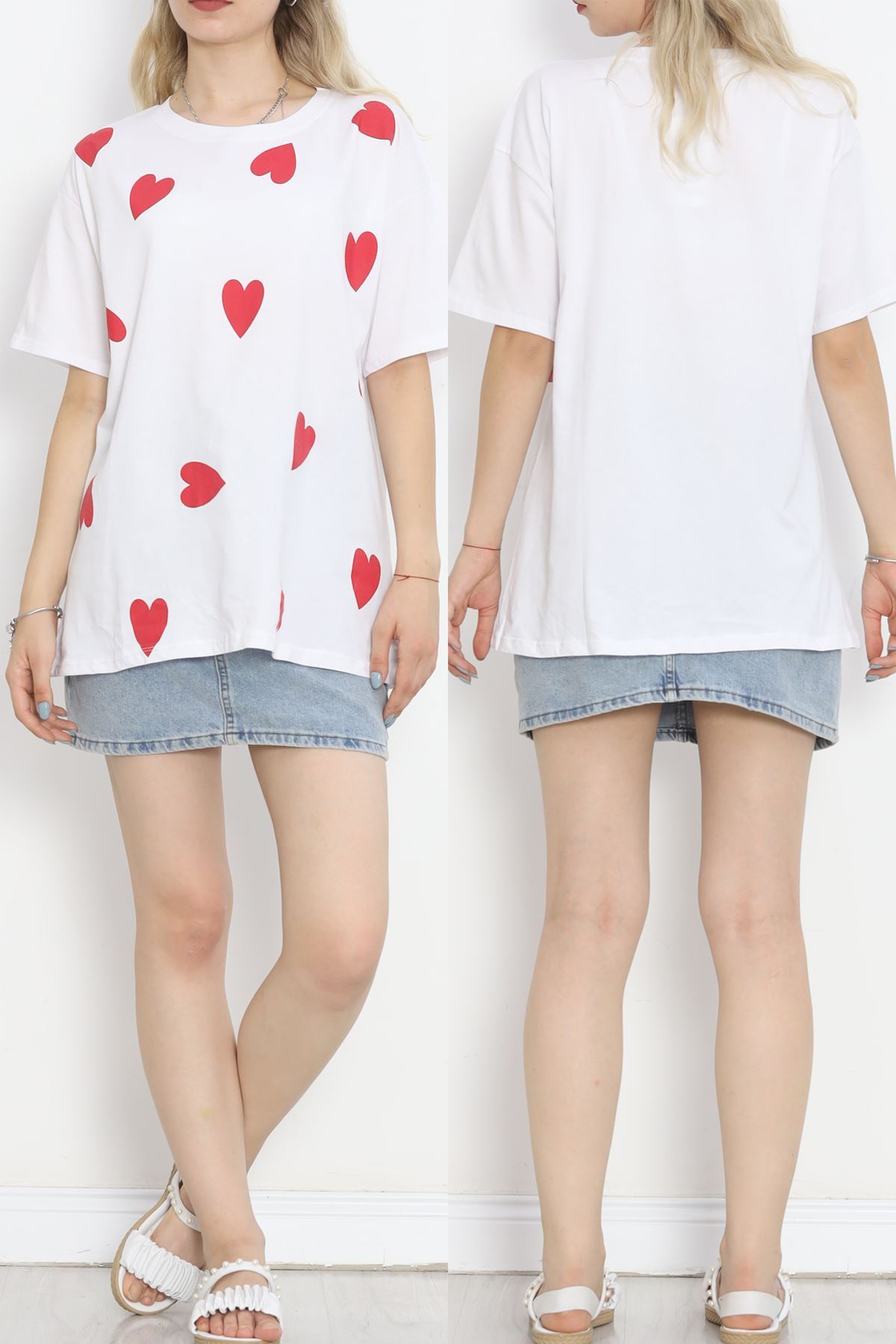 Heart Printed T-shirt White - 18861.1005.