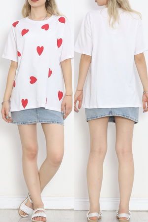 Heart Printed T-shirt White - 18861.1005.