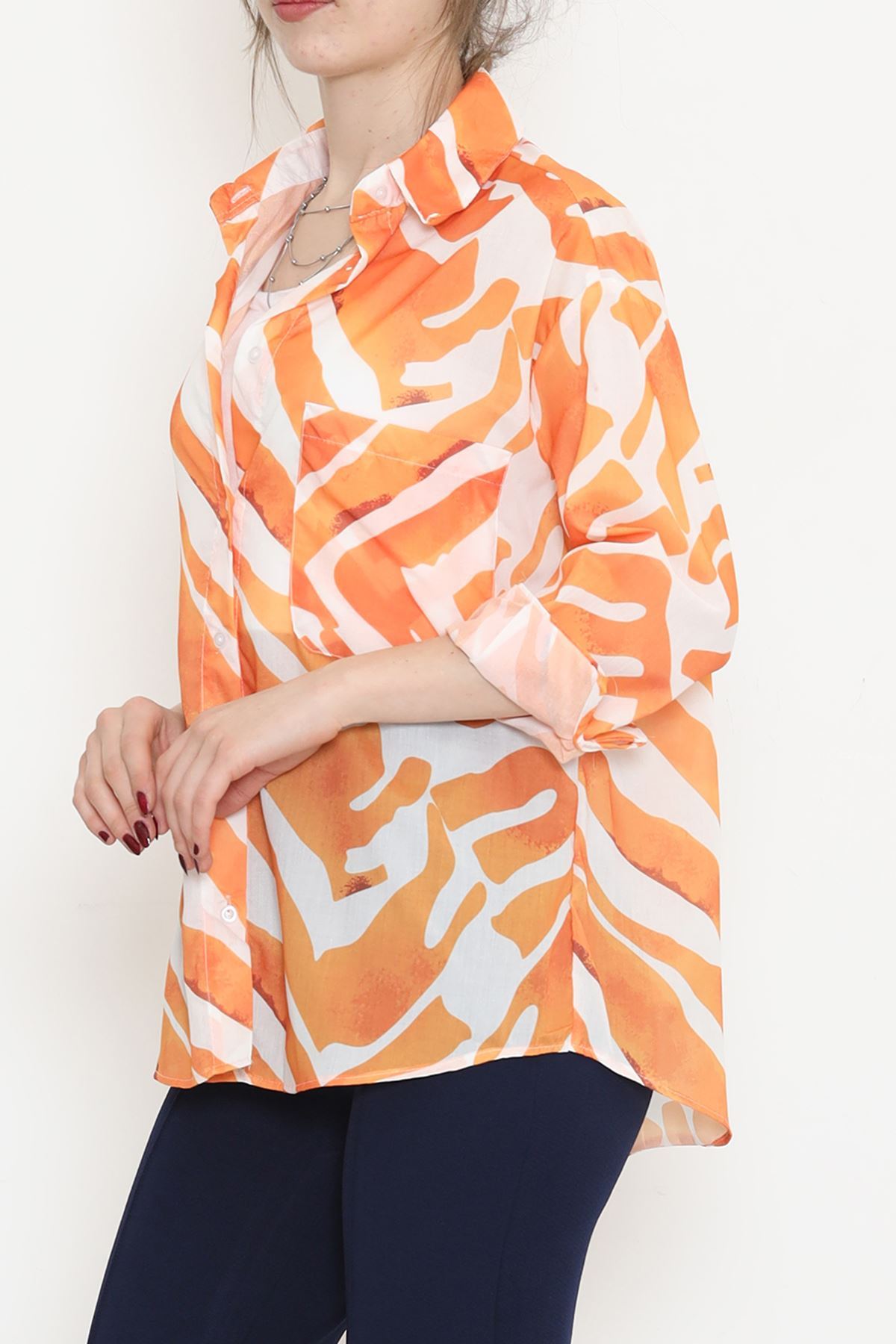 Voile Patterned Shirt Orange - 989.1247.