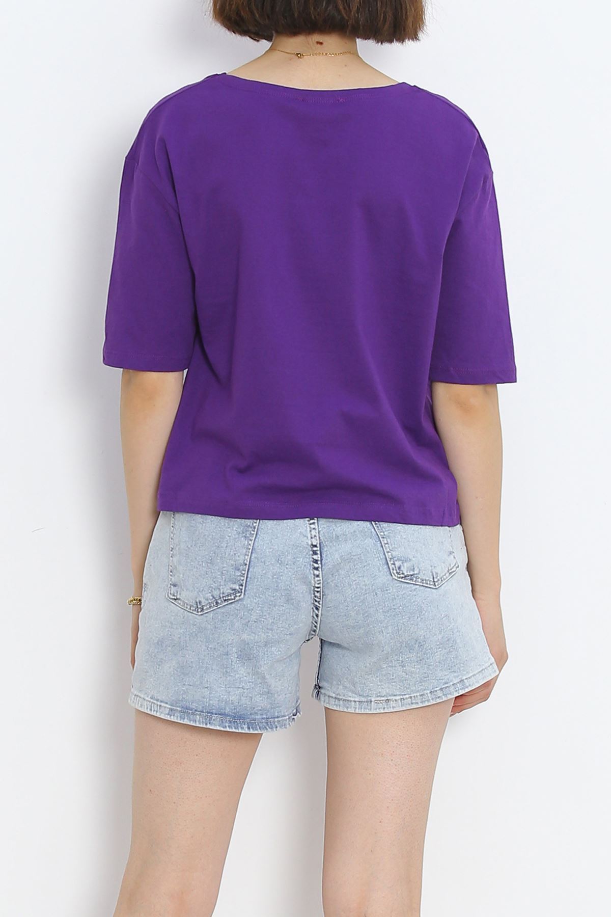 V-neck T-shirt Purple - 18912.1567.