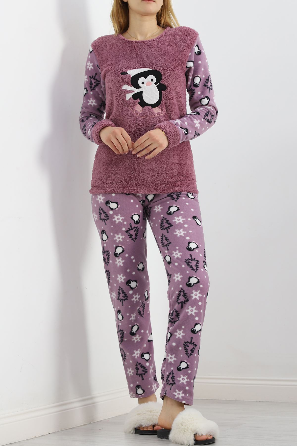 Peluş Polar Pijama Takımı Lila - 19178.1050.