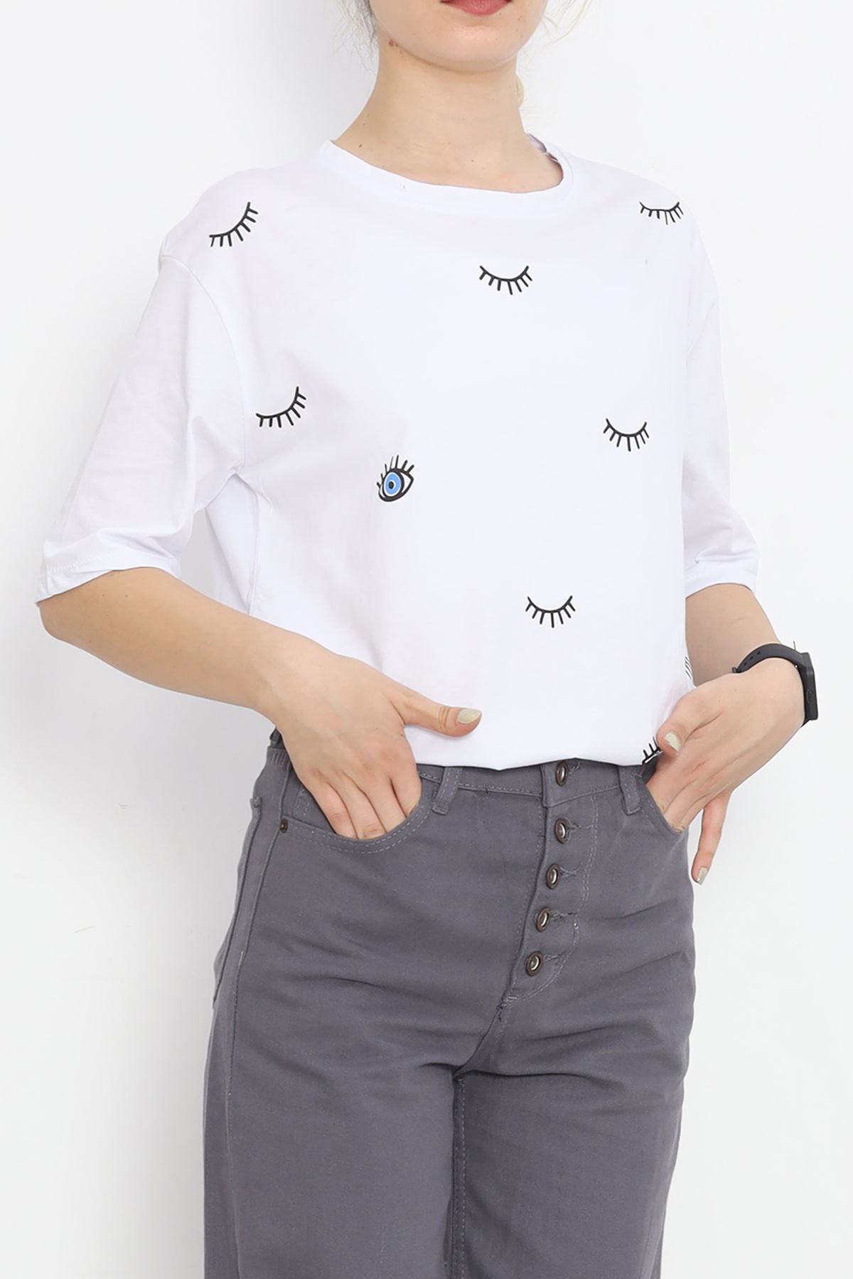 Eye Embroidered T-shirt White1 - 1885.751.