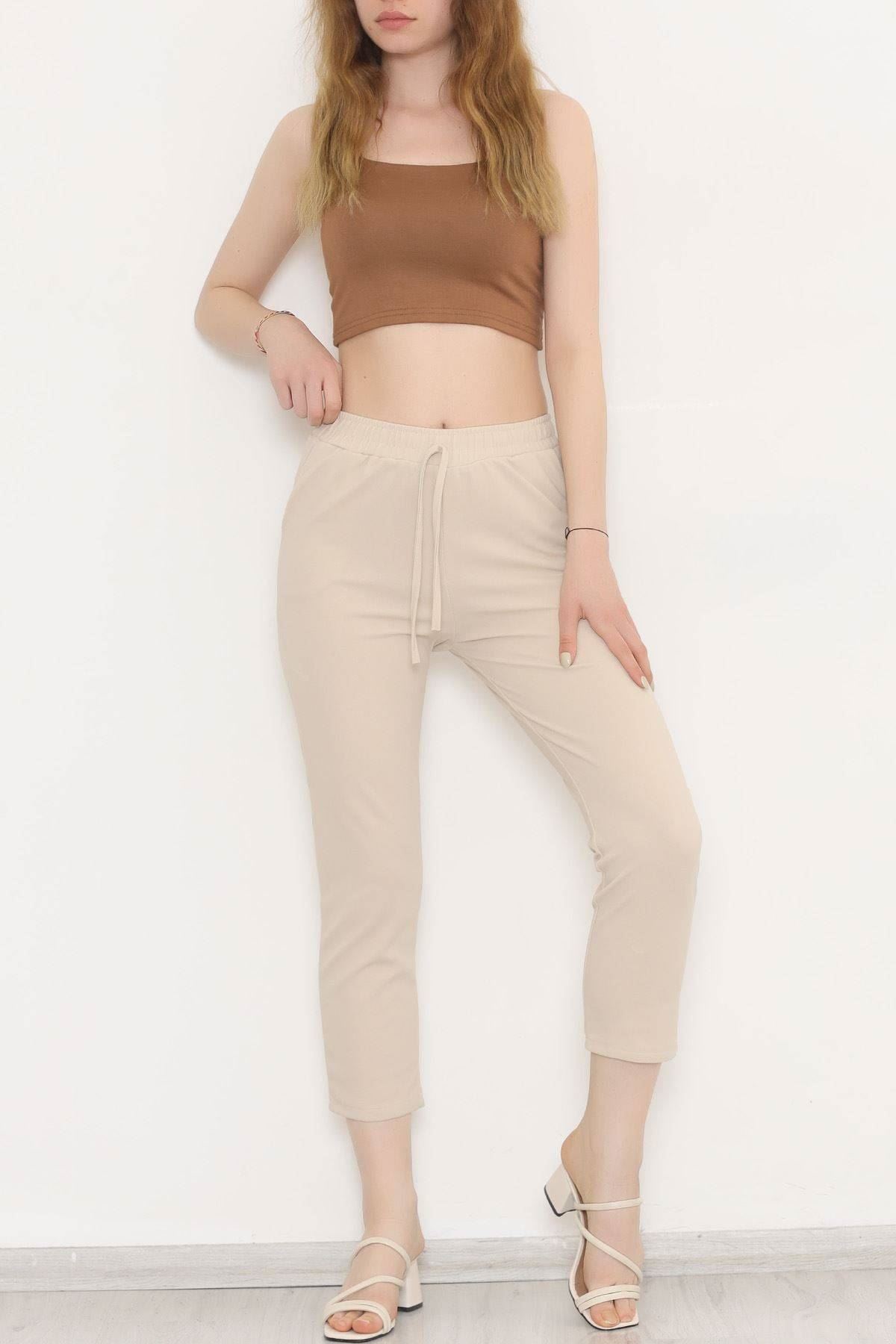 Elastic Waist Pants Stone - 20819.683.