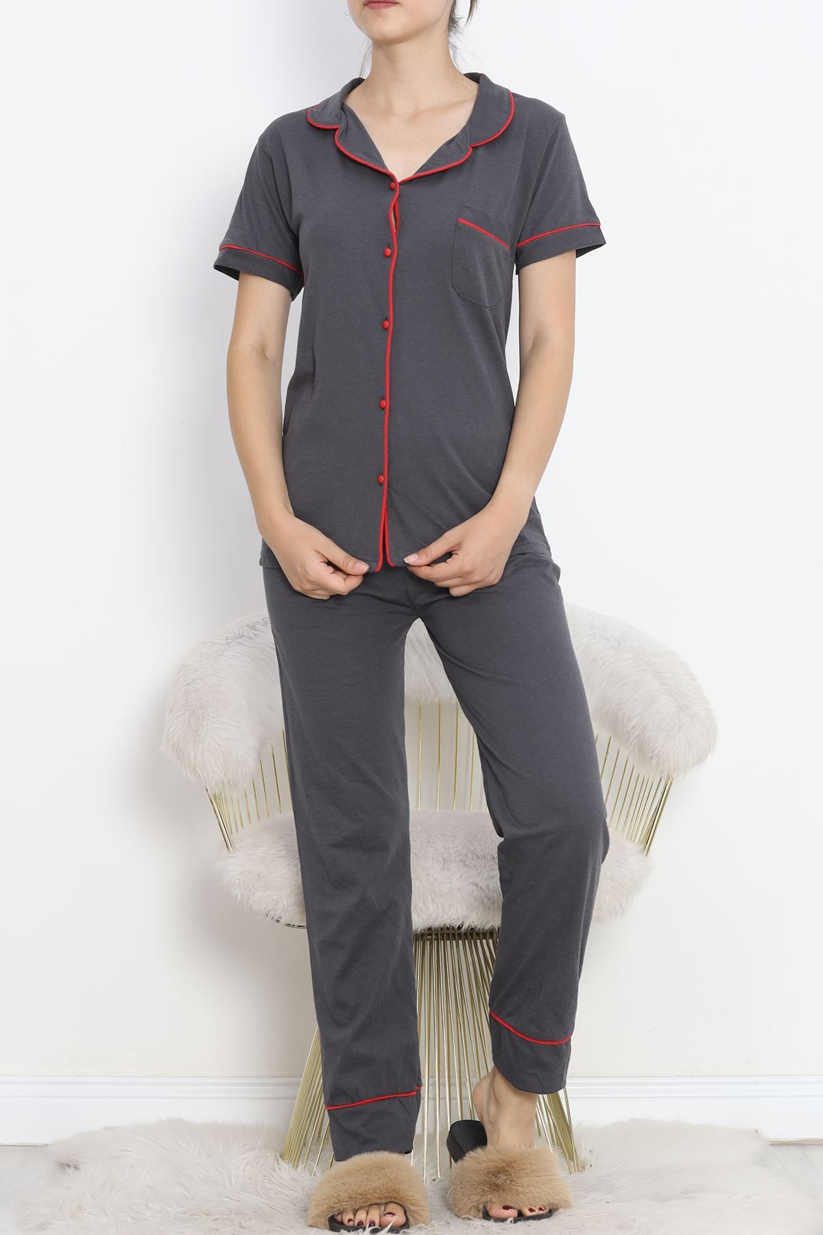 Pajama Set with Front Pockets Smoky Red - 11404.1048.