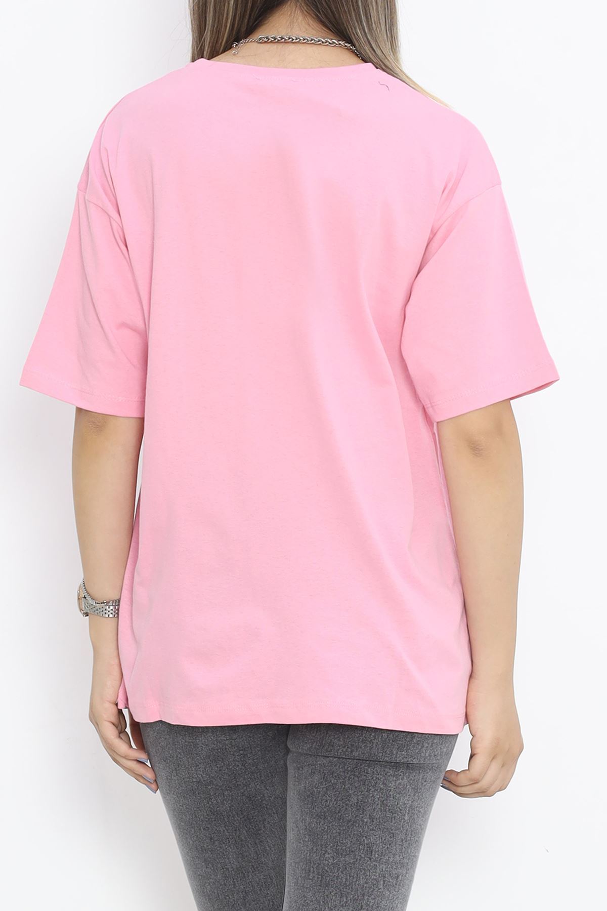 Printed Crew Neck T-shirt Pink - 16510.1567.