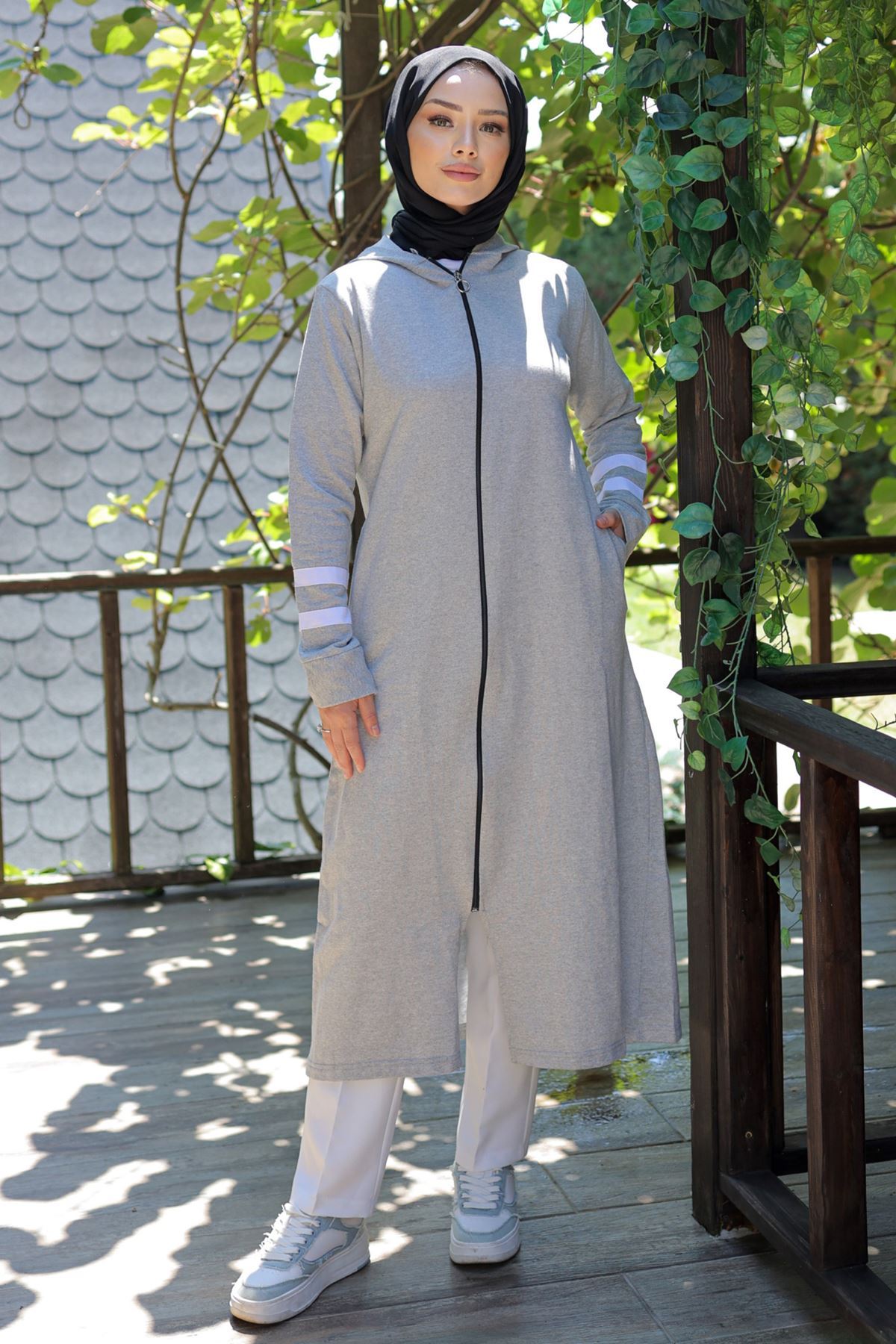 Zippered Abaya Gray - 20342.1778.