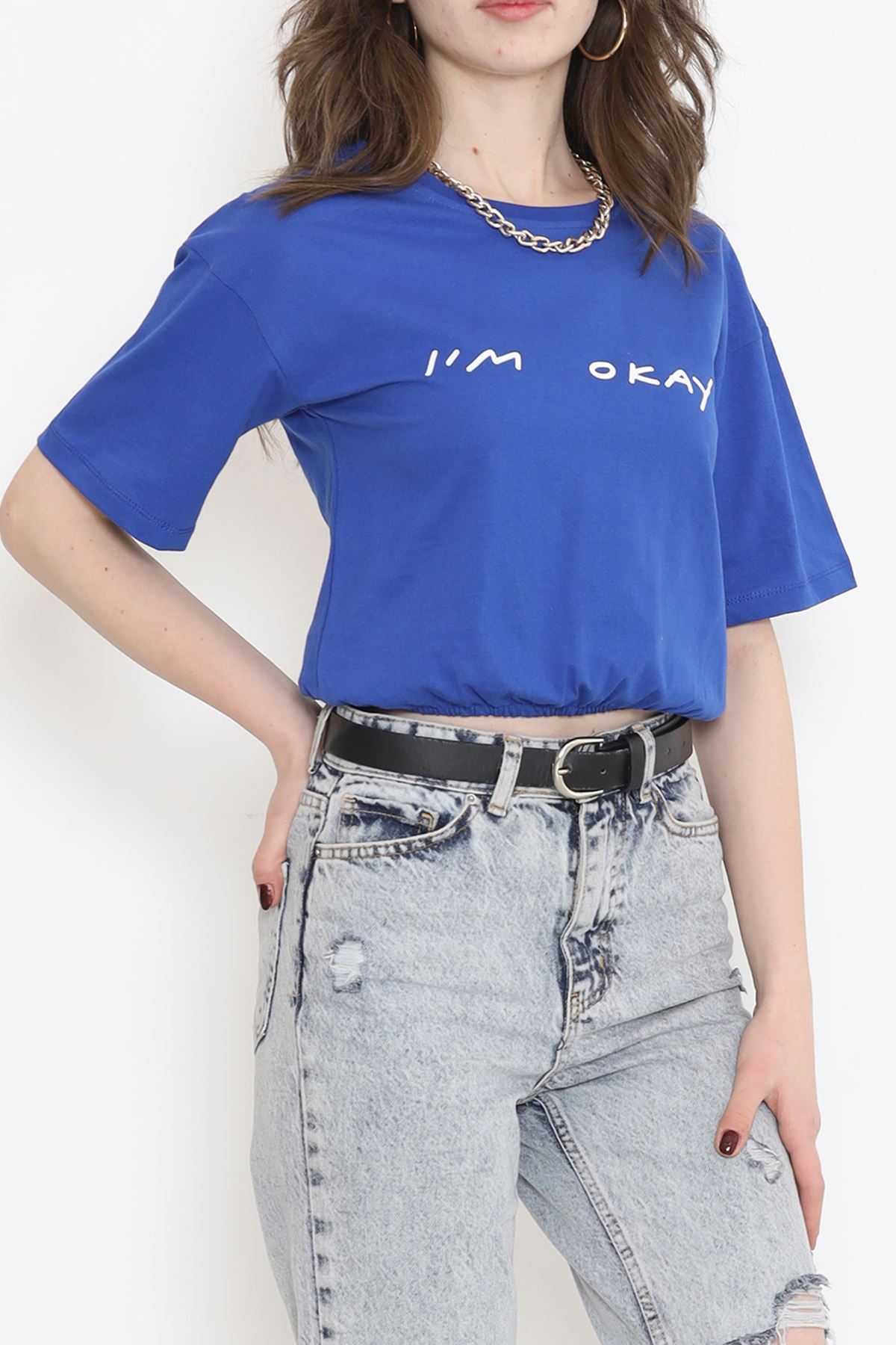 Crop T-shirt with elastic waist - Saks - 16550.1567.