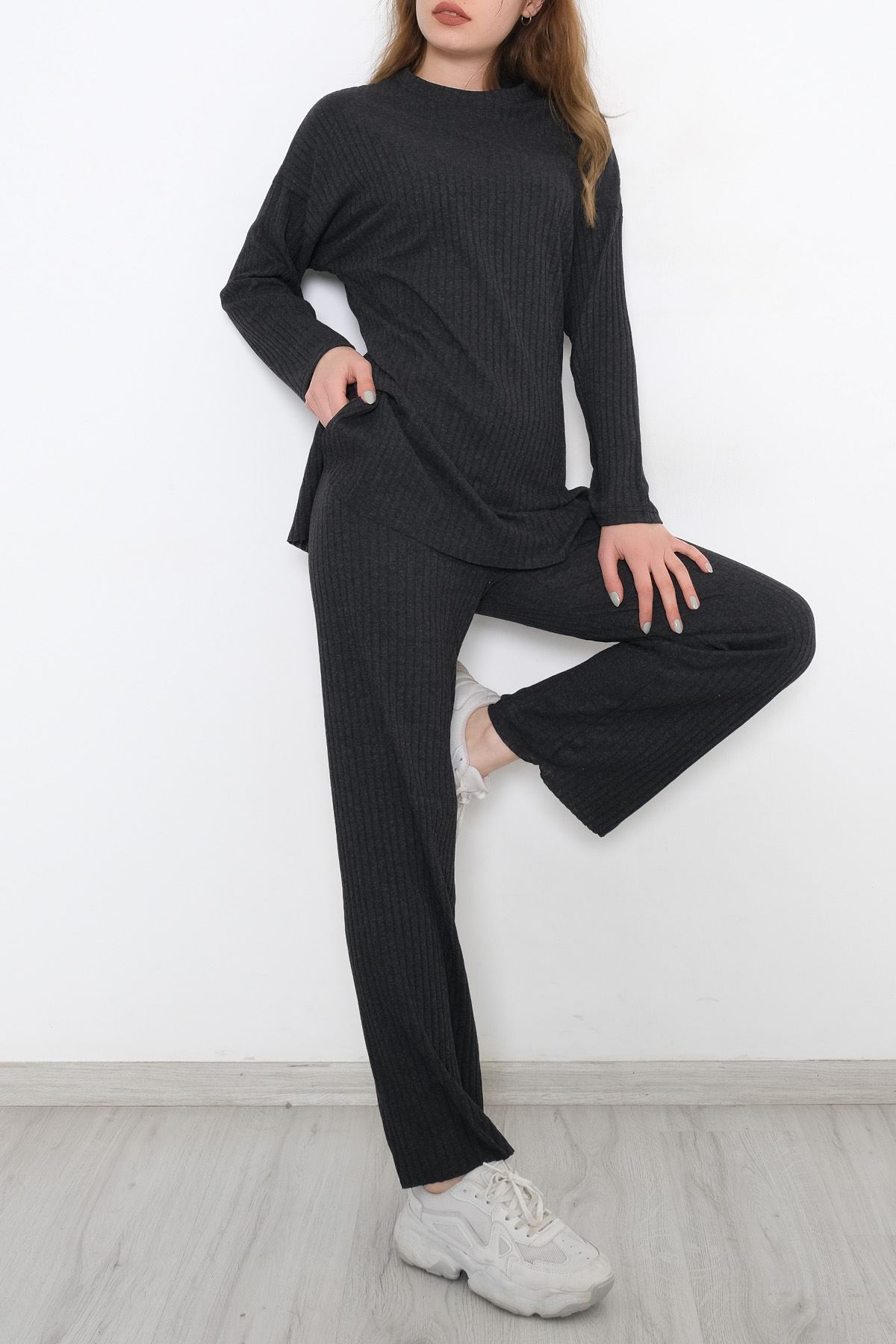 Long Sleeve Fitted Suit Anthracite - 10147.1567.