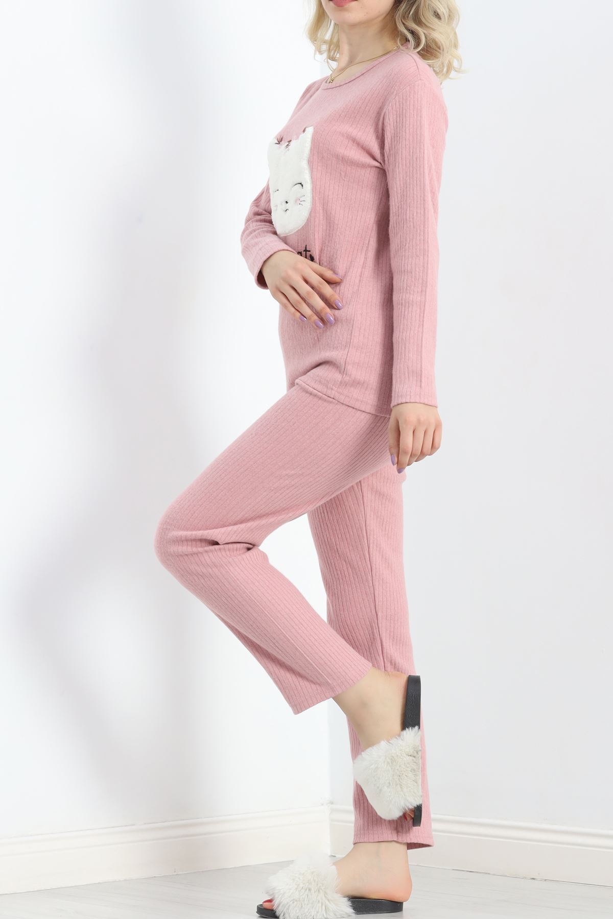 Nakışlı Fitilli Pijama Takımı Pembe - 19217.1048.