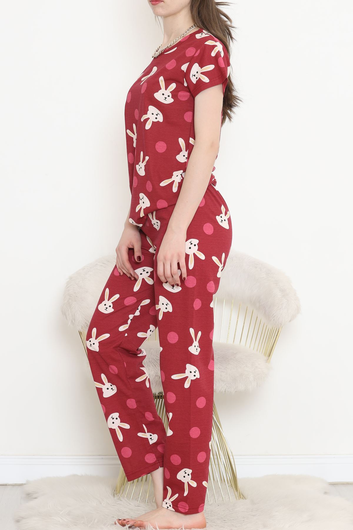 Patterned Pajama Set Burgundy - 130.1287.