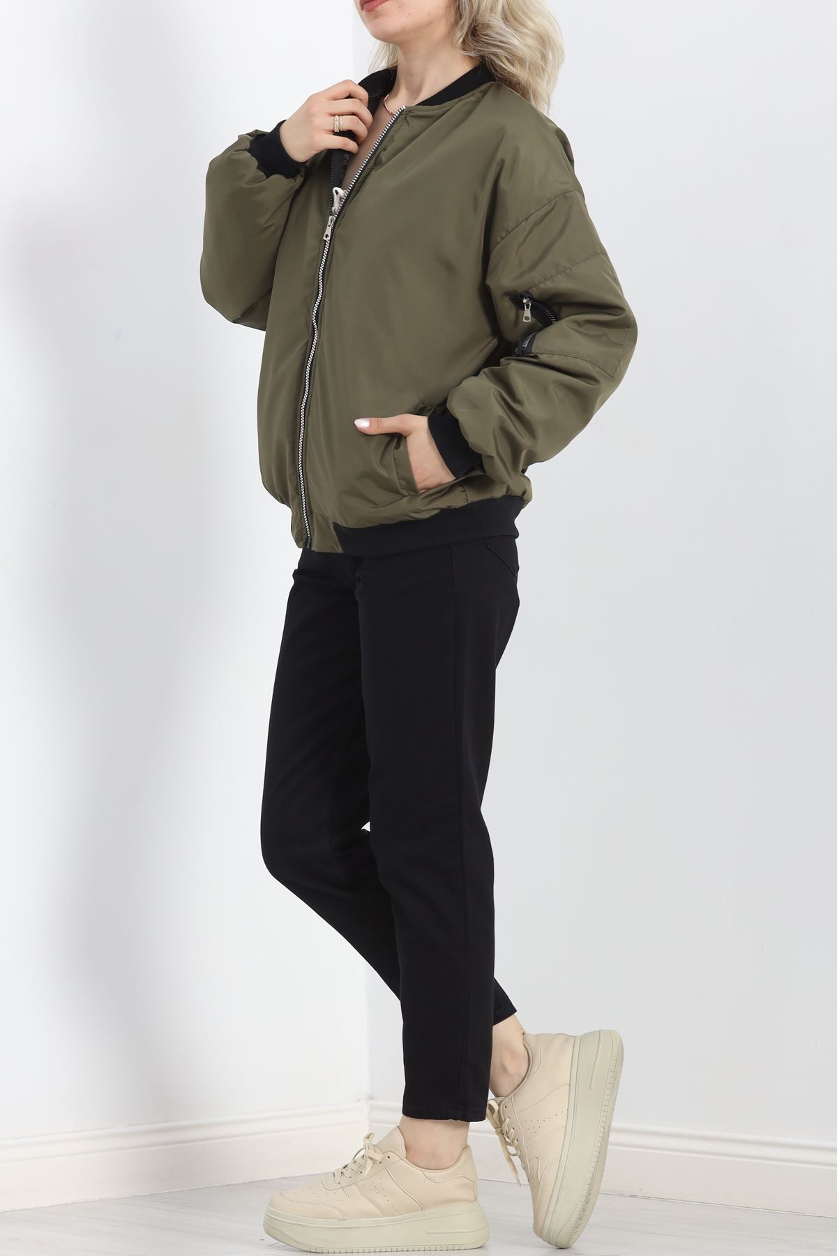 Unisex Bomber Ceket Haki - 20362.1761.