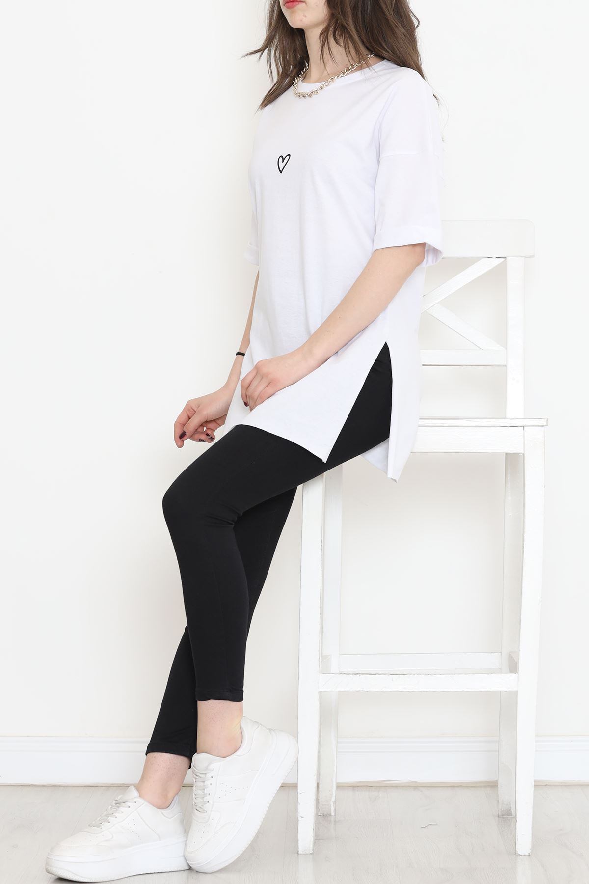 Double Sleeve Printed T-Shirt White and Black - 16556.1567.