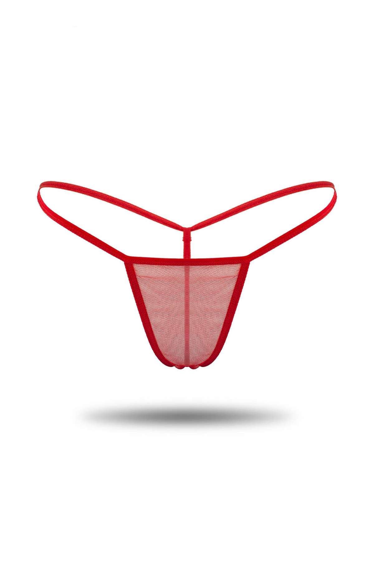 Tulle Thong Panties Red - 1161.1364.