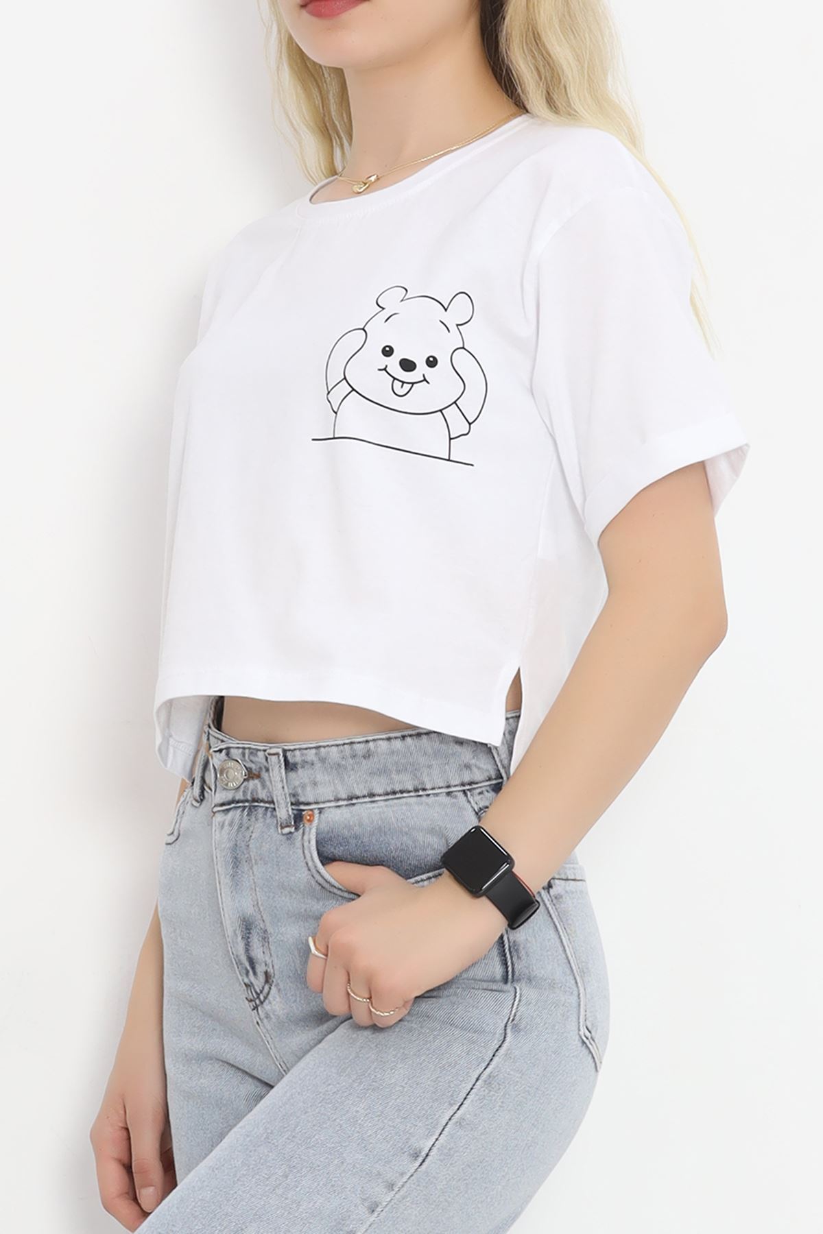 Printed Crop T-shirt White - 16491.1567.