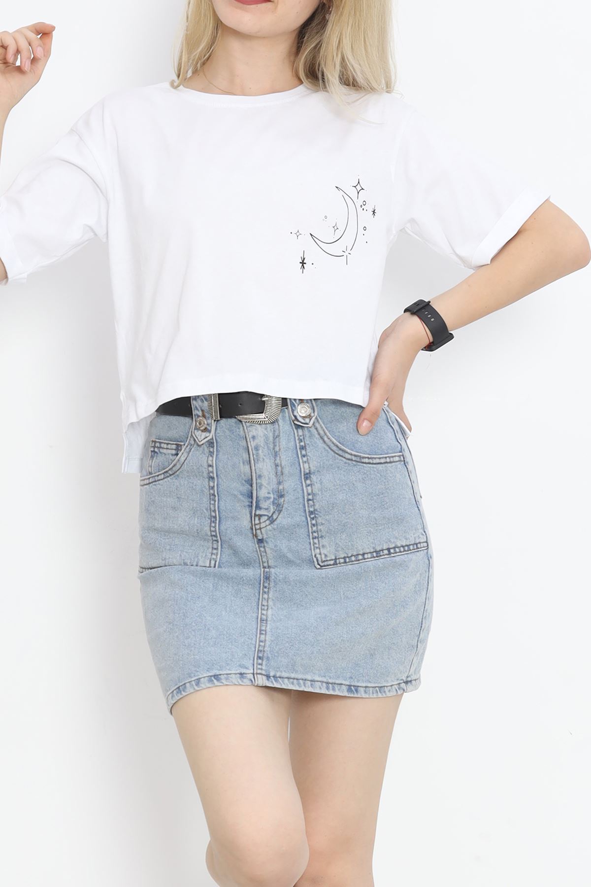 Printed Crop T-shirt White - 18667.1567.