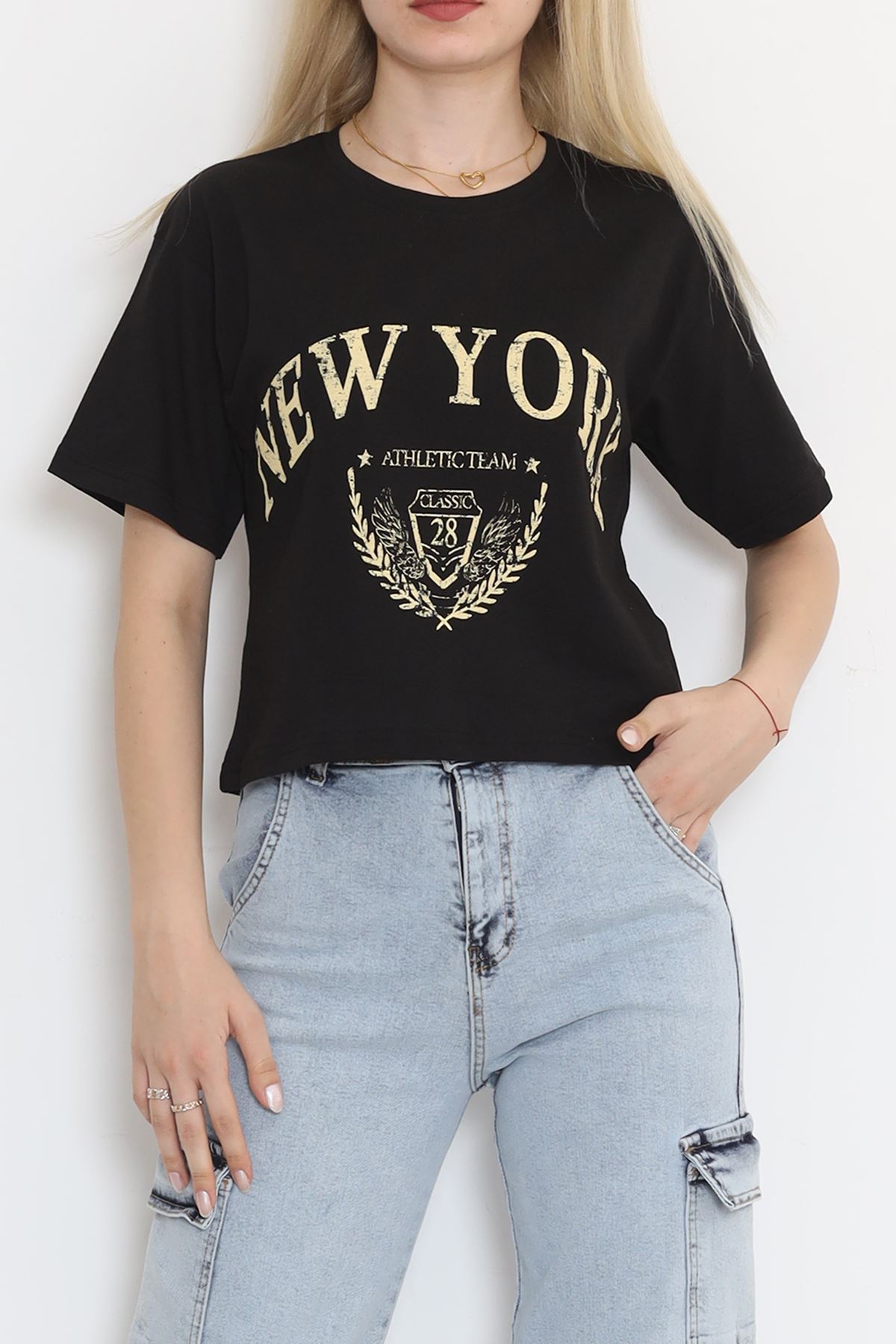 Printed Crop T-shirt Black - 16471.1567.