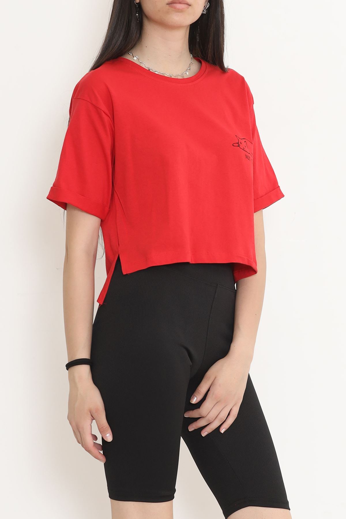 Double Sleeve Crop T-shirt Red - 18658.1567.