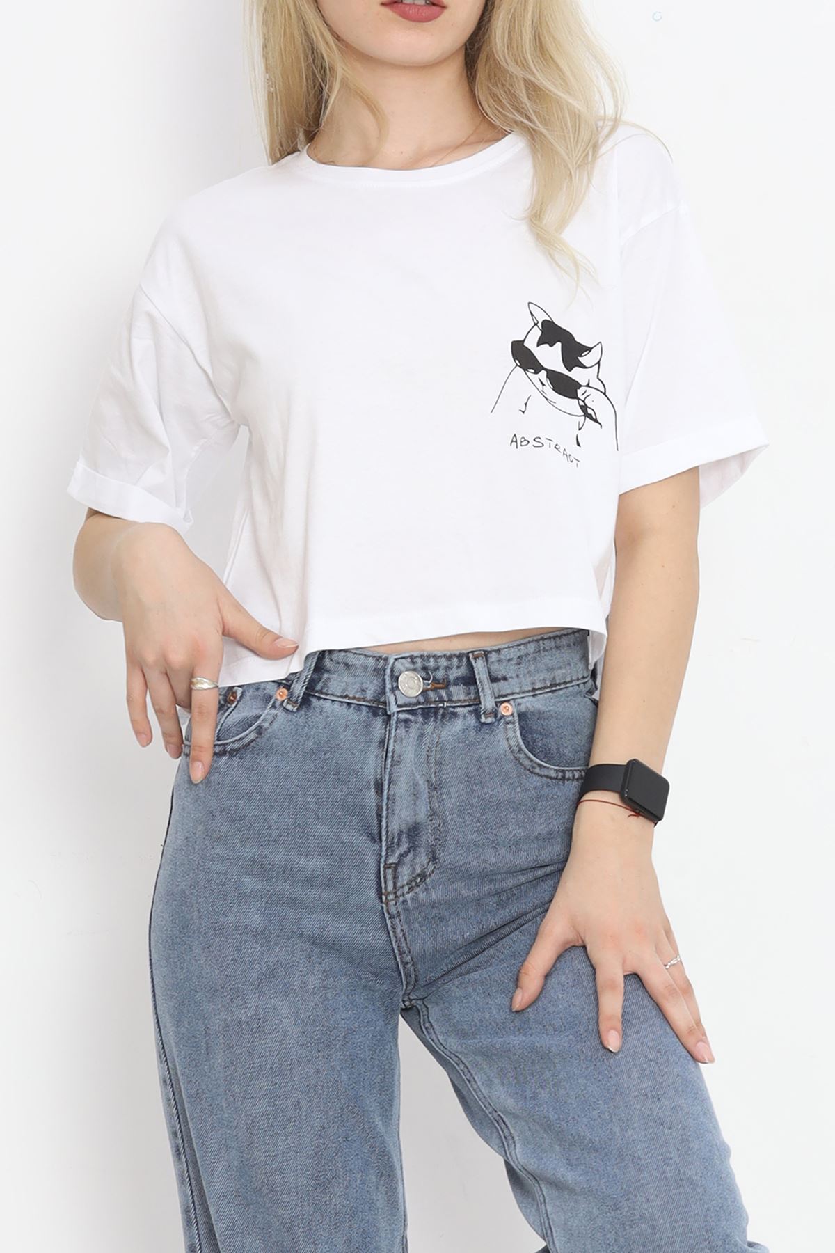 Printed Crop T-shirt White - 18668.1567.