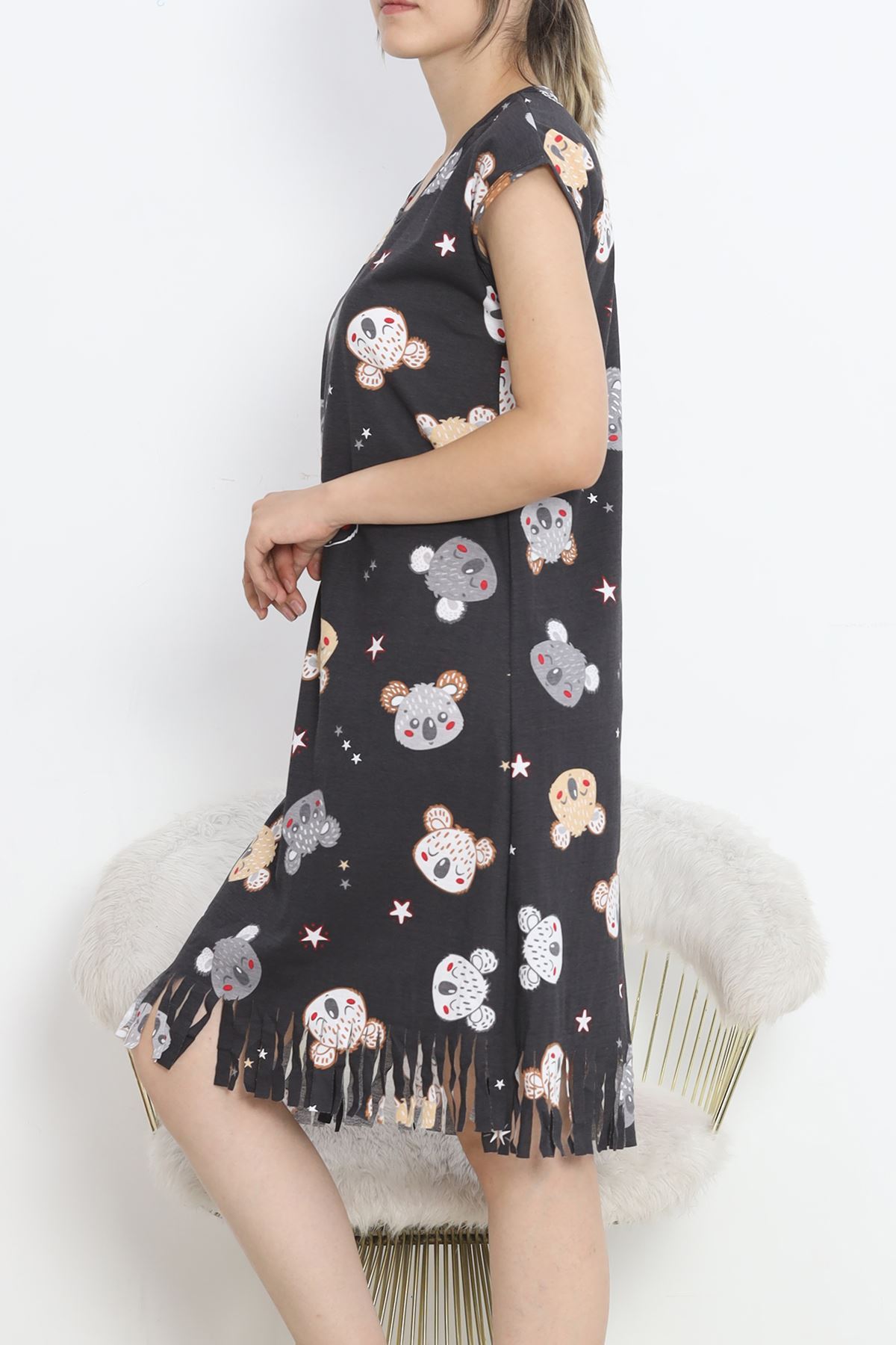 Printed Rotation Tasseled Dress Black Patterned - 263.1287.