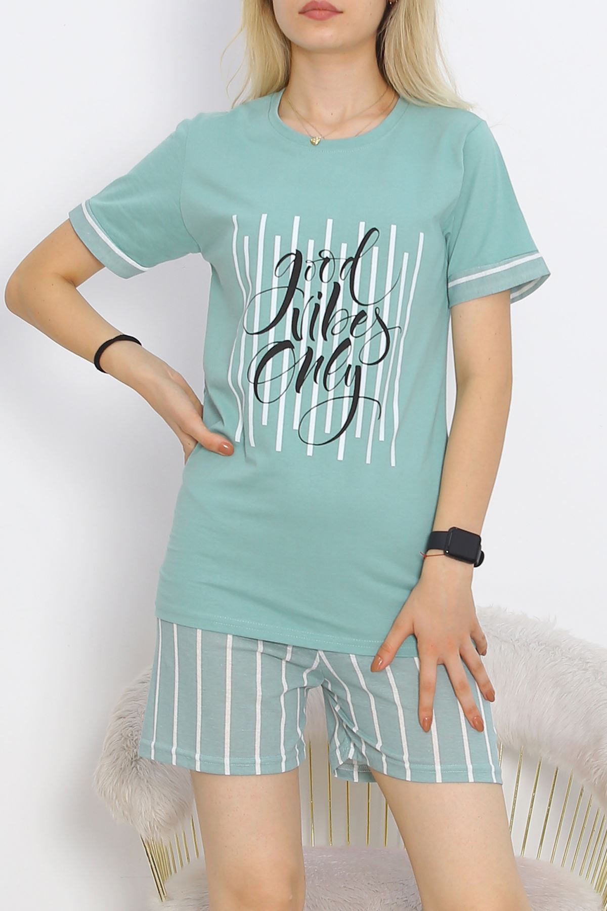 Short Sleeve Shorts Pajama Set Mint - 18956.1567.