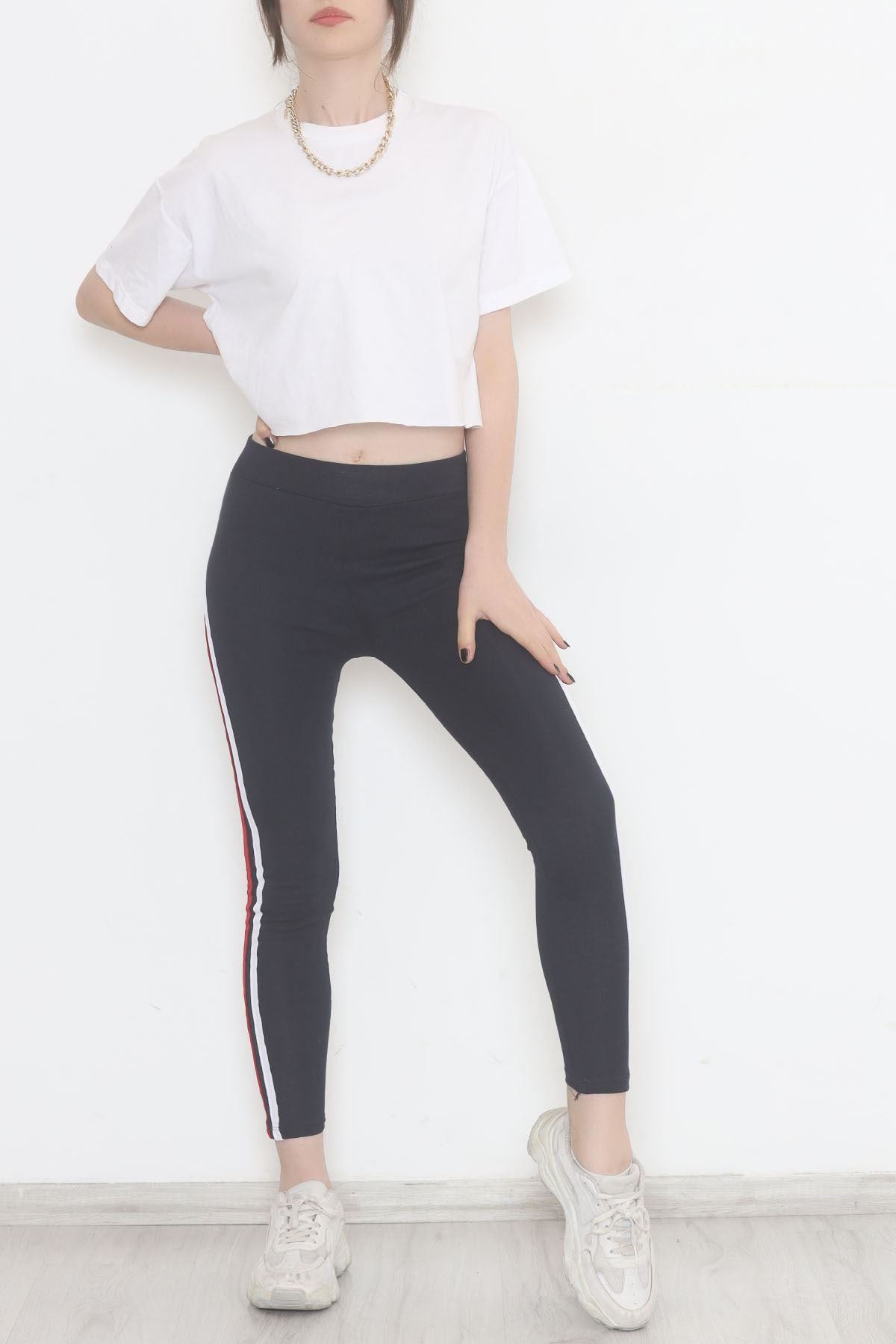 Double Stripe Ribbed Leggings Navy Red - 9948.1567.