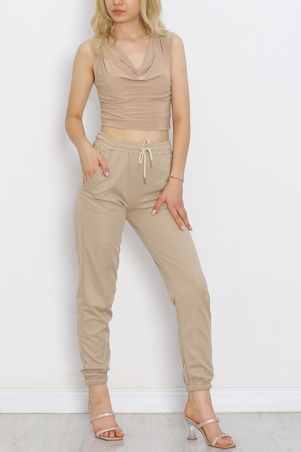 Pants with Elastic Waist Stitching Stone - 10063.1778.