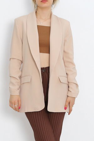 Sleeve Shirred Blazer Jacket Beige - 18927.1247.