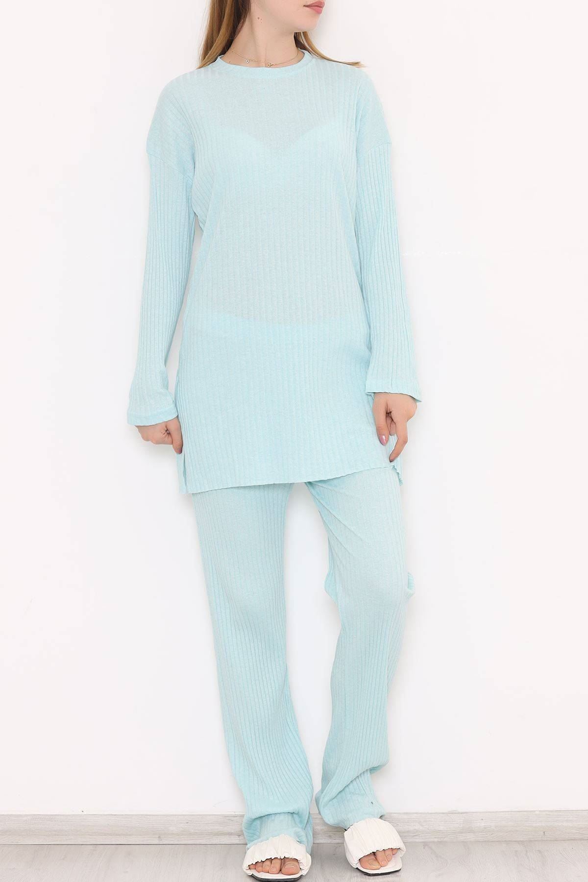 Long Sleeve Fitted Suit Turquoise - 10147.1567.