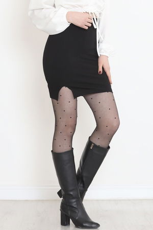 Mini Skirt with Slits Black - 15908.1005.