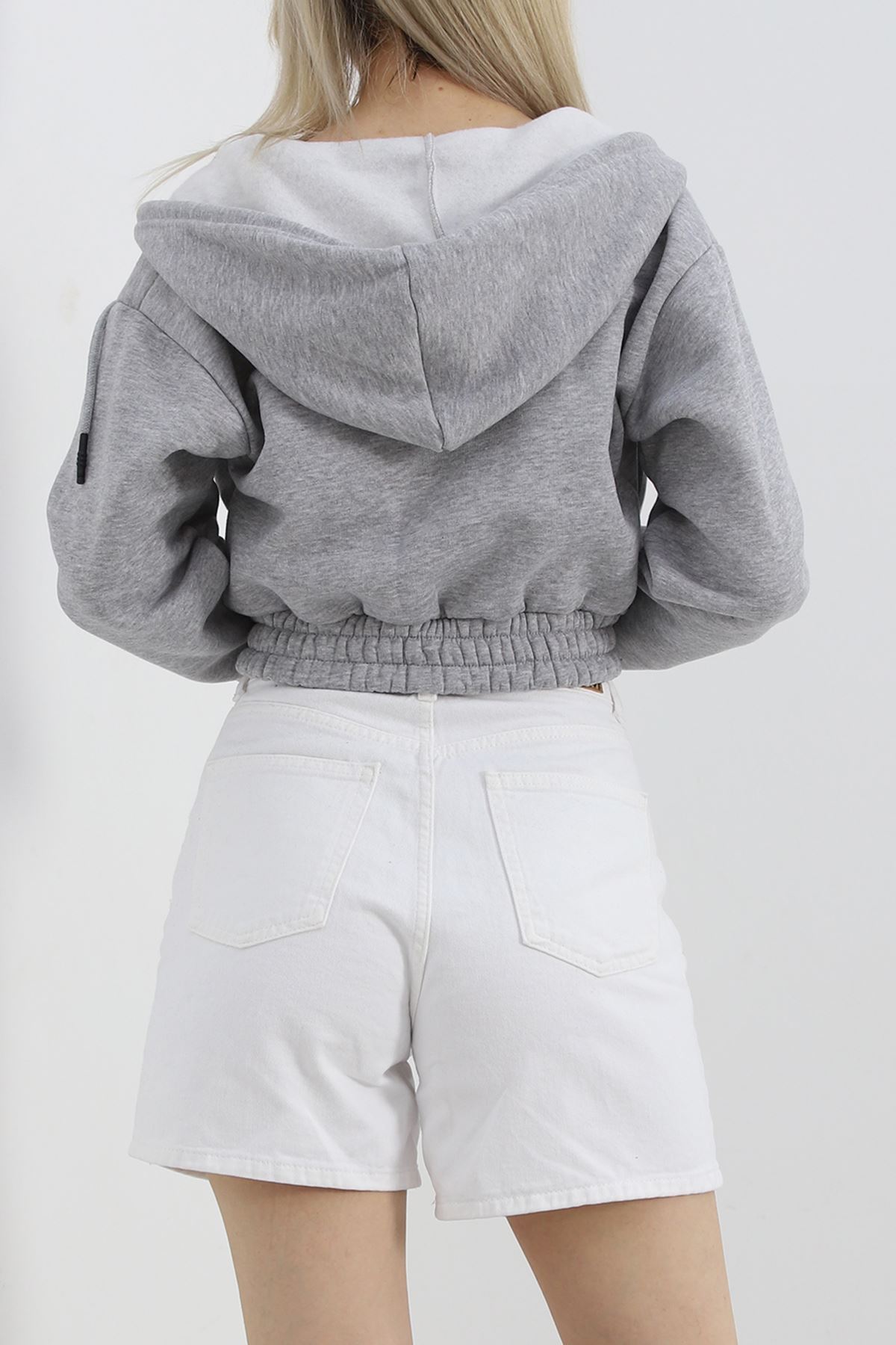 Şardonlu Crop Sweat Gri - 3078.275.