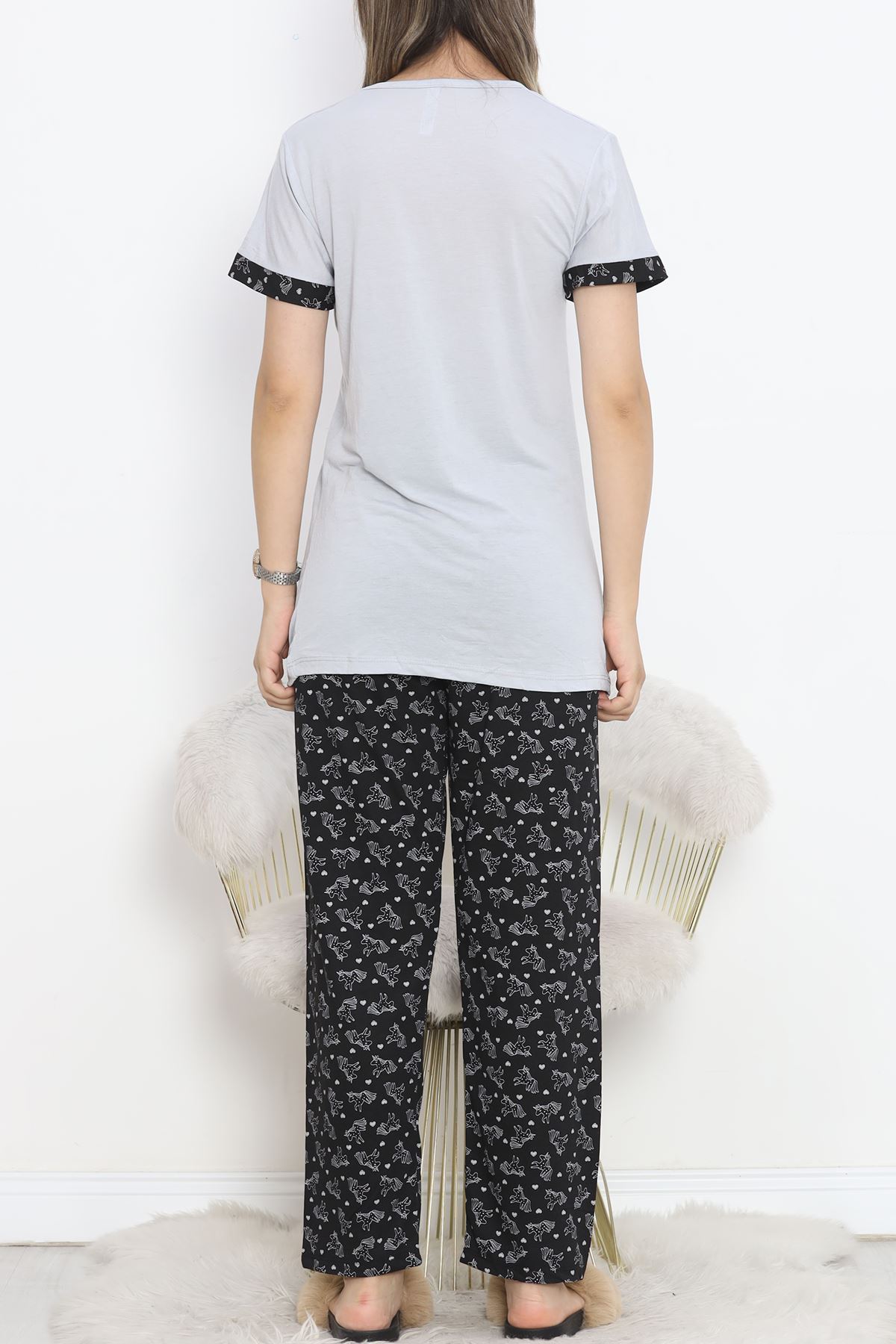 Poliviskon Crew-Neck Pajama Set Gris Black - 301.1287.