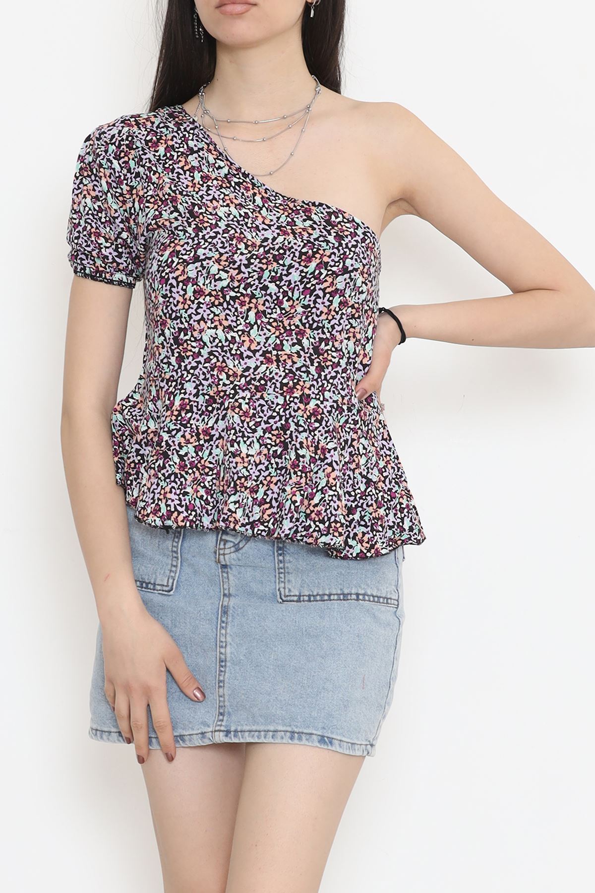 Waist Ruffle Blouse Lilac Floral - 18483.1153.