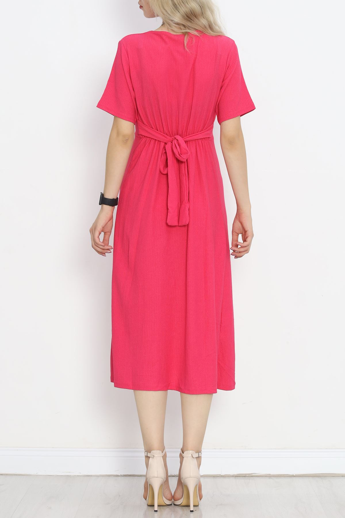 Button Front Dress Fuchsia - 12181.1254.