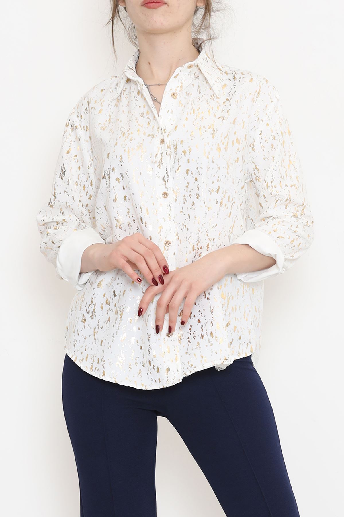 Patterned Foil Shirt Whitegold - 18466.1247.