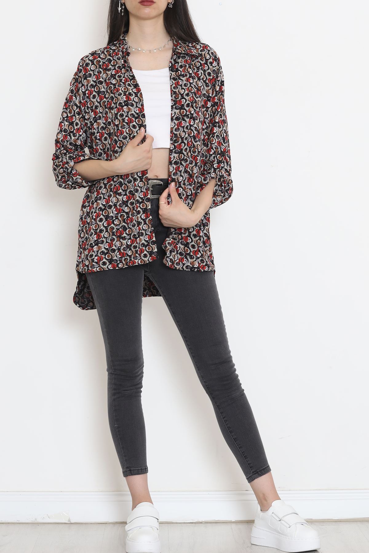 Viscose Patterned Shirt BlackRed2 - 17112.701.