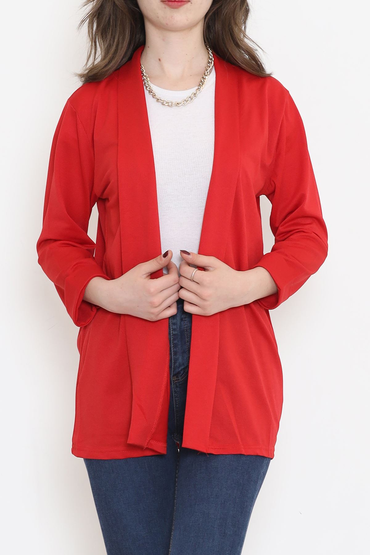 Knitted Crepe Jacket Red - 1185.1095.