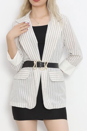 Striped Linen Jacket Stone Black - 1023.1247.