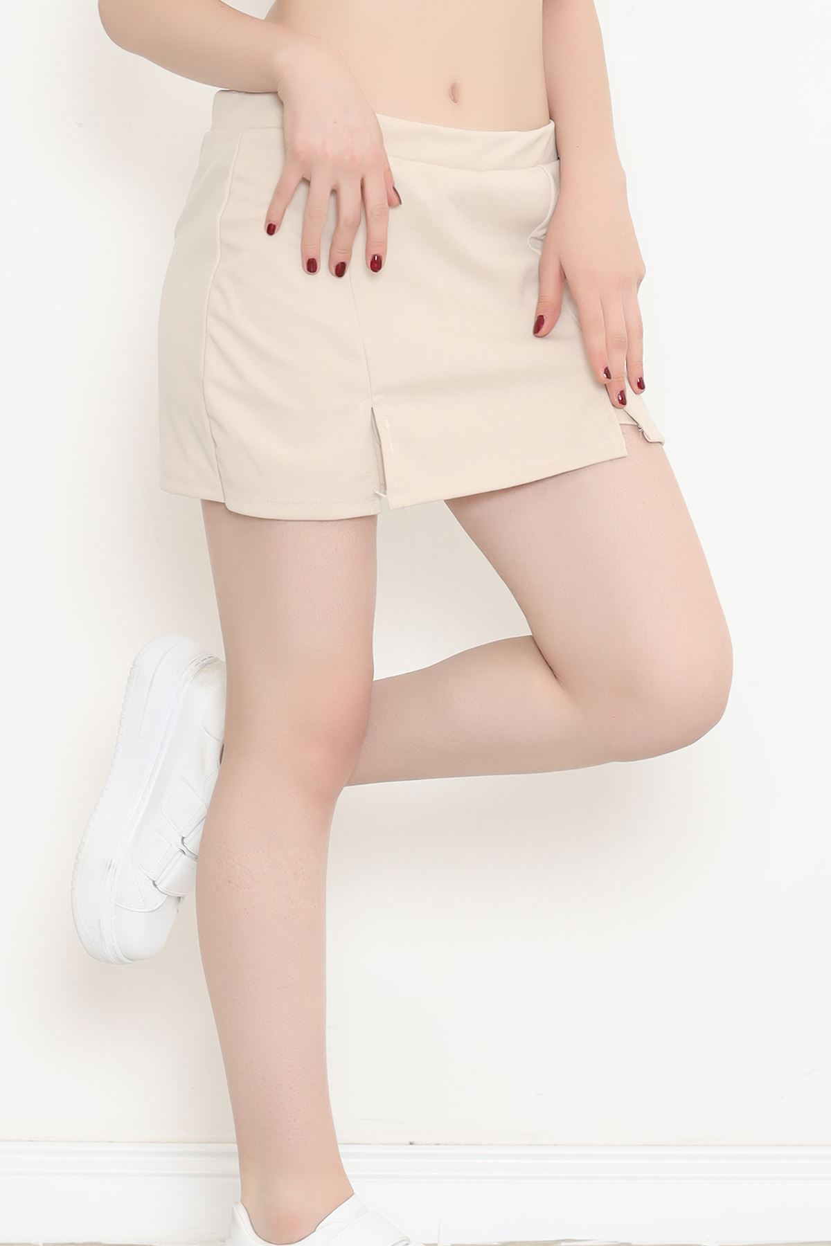 Scuba Fabric Shorts Skirt Beige - 16434.1778.