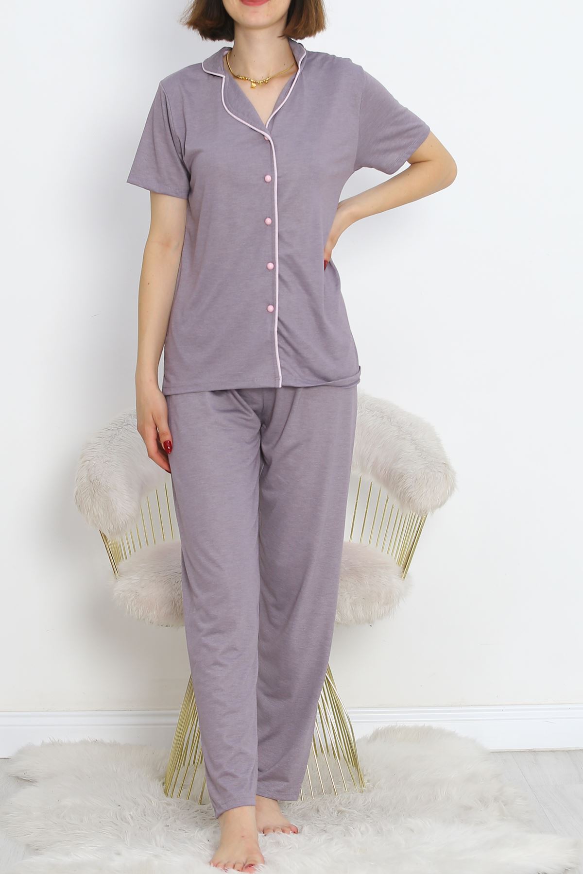 Short Sleeve Polyviscose Suit Mink - 707.1287.