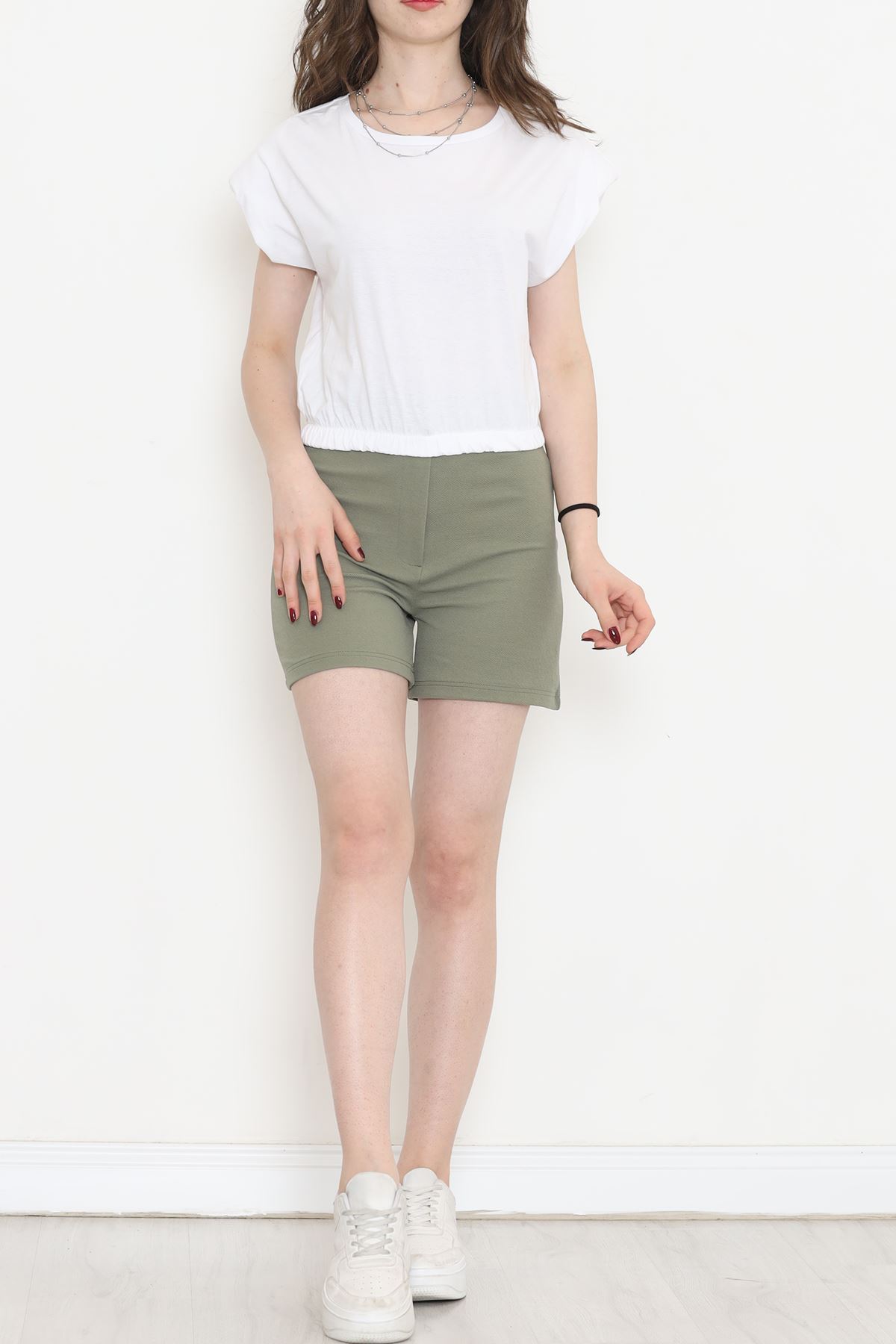 Crop T-shirt with Elastic Waist White - 16552.1567.