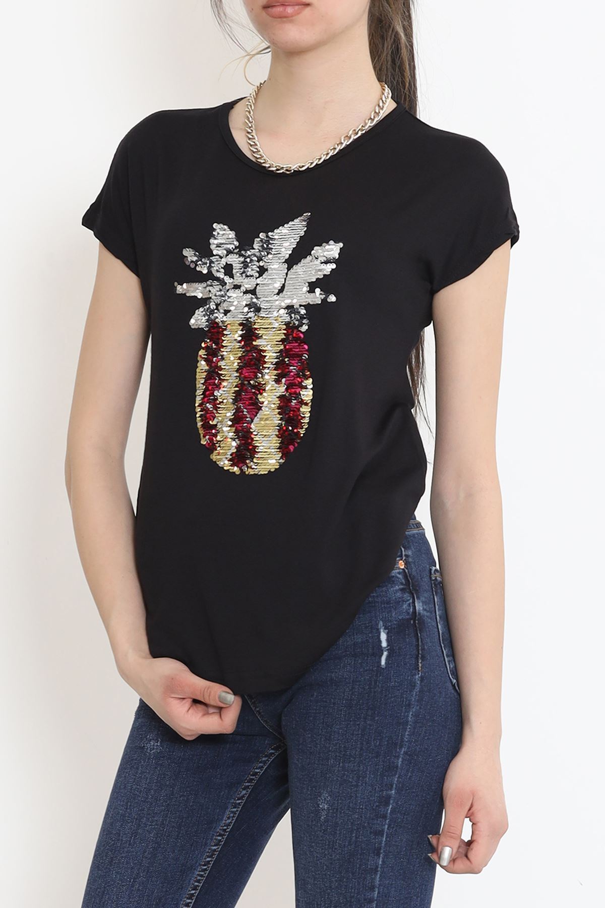 Pineapple Sequin Blouse Black - 17125.599.