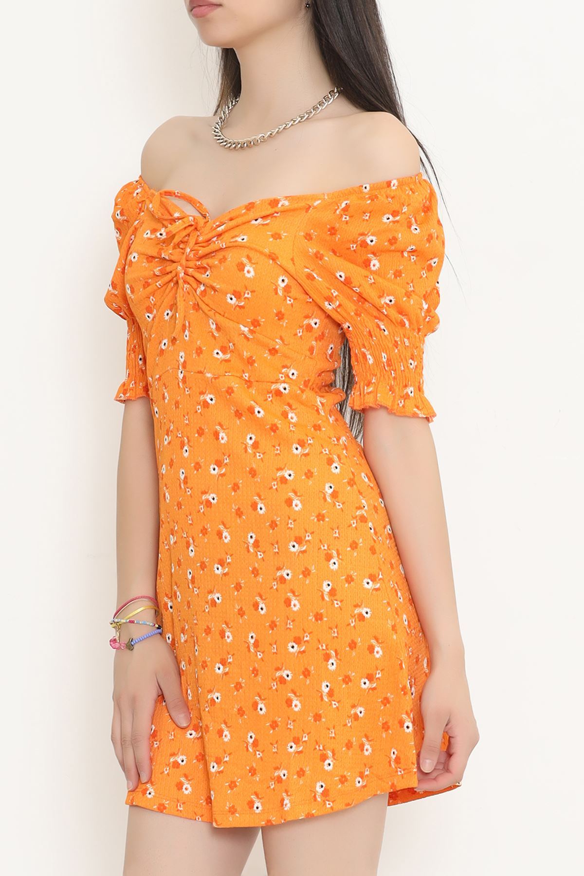 Burlap Patterned Dress Orange - 720.1247.