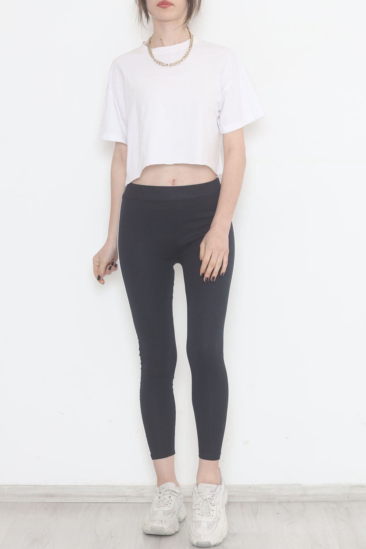 Single Stripe Ribbed Leggings Navy White - 10293.1567.