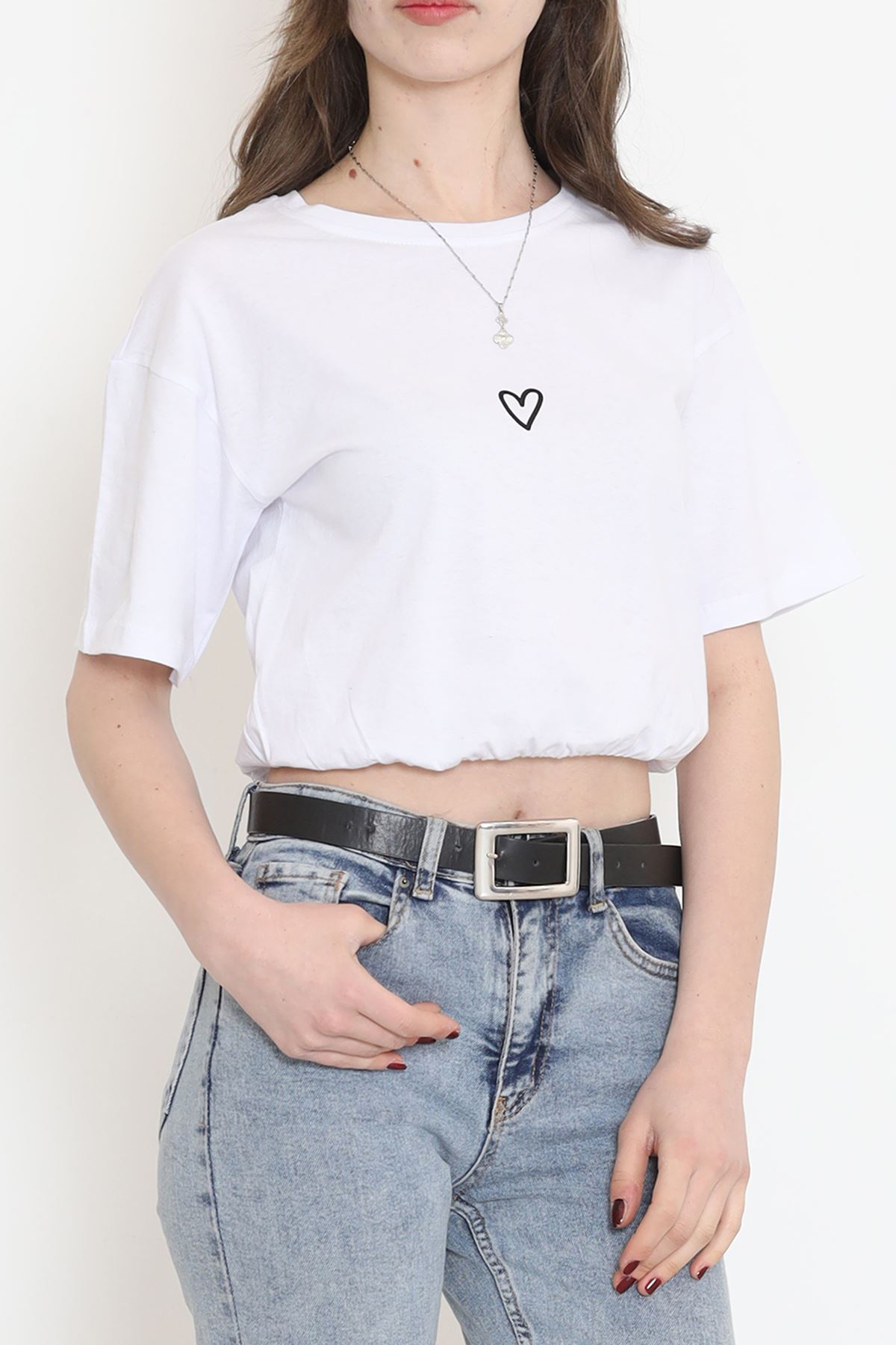 Printed Crop T-shirt White - 16548.1567.